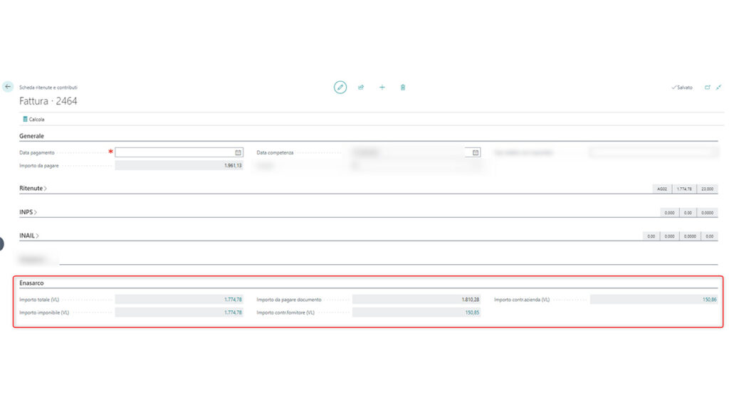 Screenshot App Tempo Zero Enasarco: inserimento movimenti per fattura agente | BusinessCentralApp