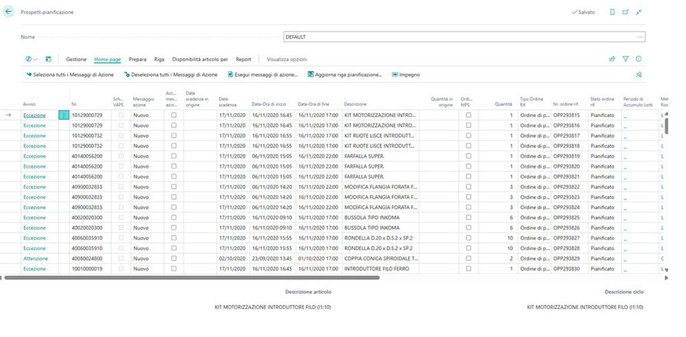 Screenshot MRP in Tempo Zero Premium per Microsoft Business Central | Navlab